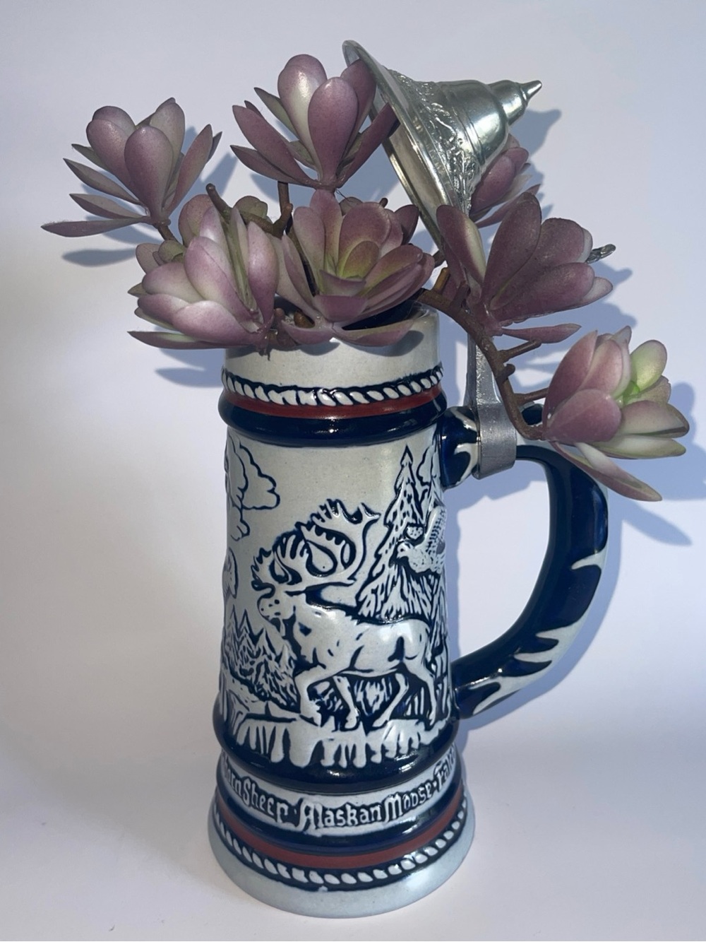 VINTAGE AVON Ceramic Moose Scene Stein